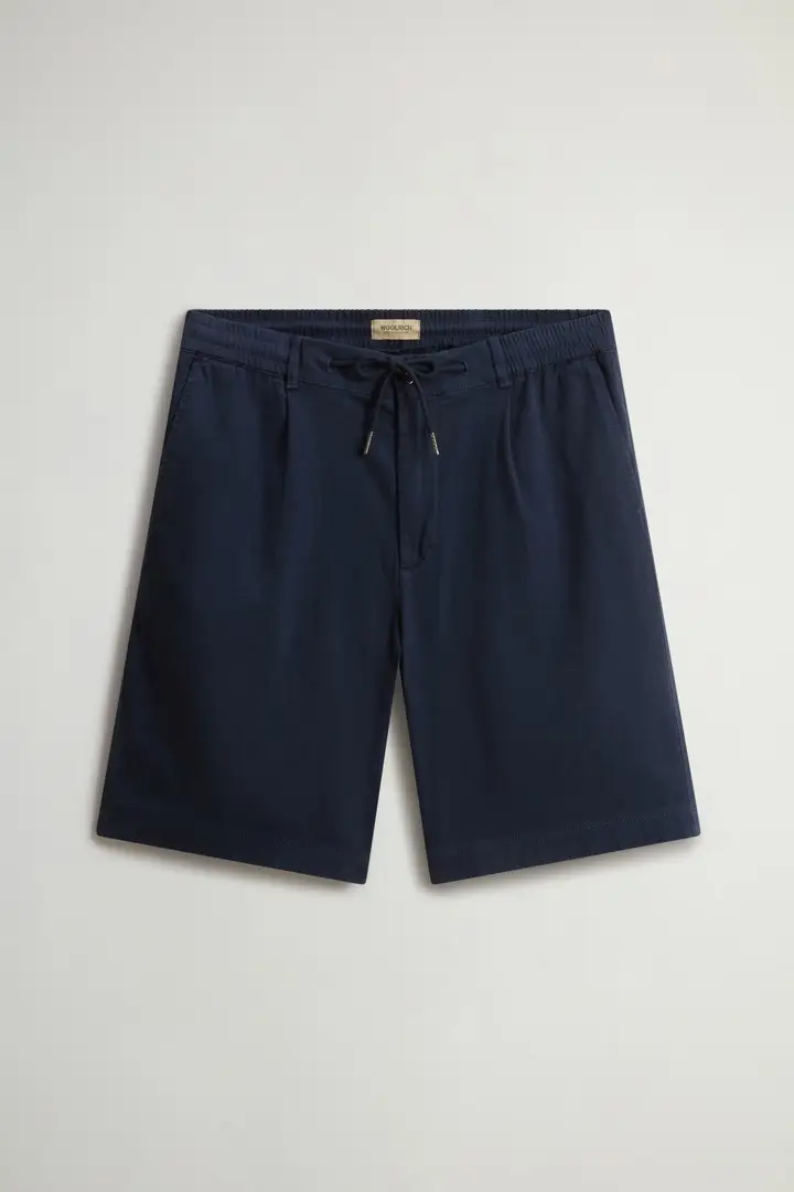 Woolrich uomo Pantaloncini Milton in misto cotone e lino tinti in capo Blu Melton Blue