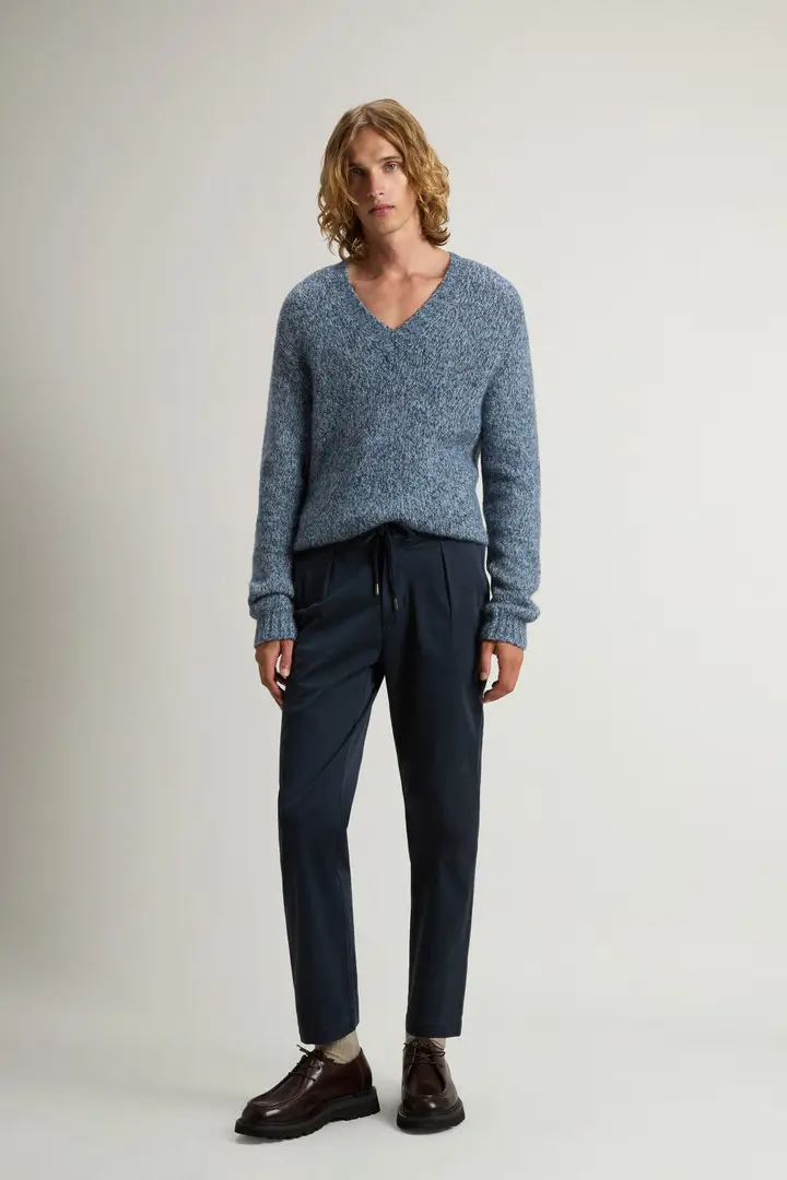 Woolrich Uomo Pantaloni Milton in twill di cotone elasticizzato Blu Melton Blue