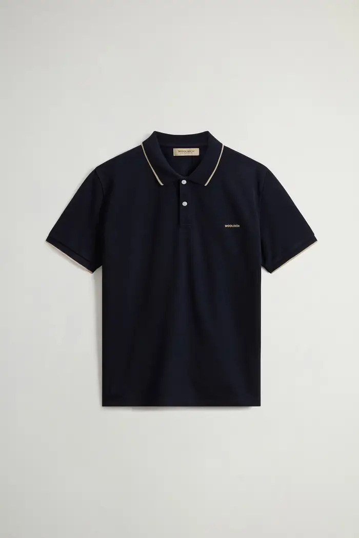 Woolrich uomo Polo Monterey in piqué di misto cotone elasticizzato Blu Melton Blue
