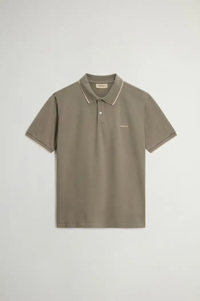 Woolrich uomo Polo Monterey in piqué di misto cotone elasticizzato Verde Smokey Olive