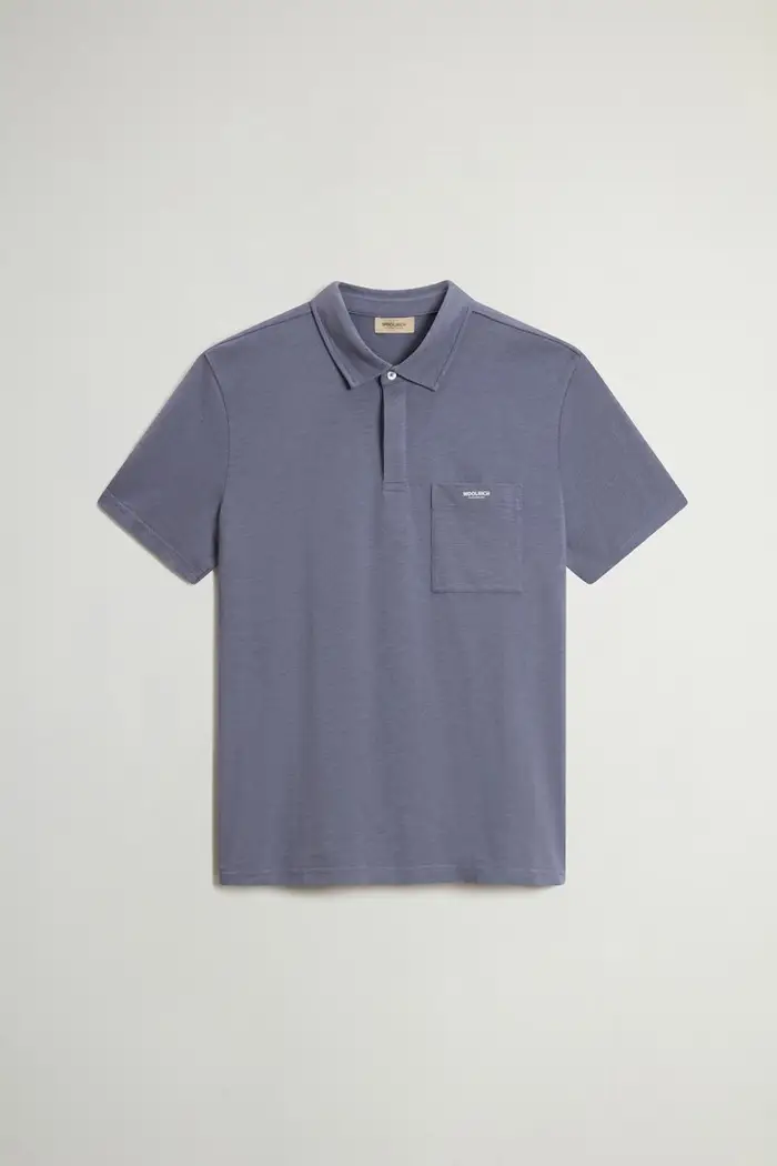 Woolrich uomo Polo Slub in puro cotone Blu Grisaille