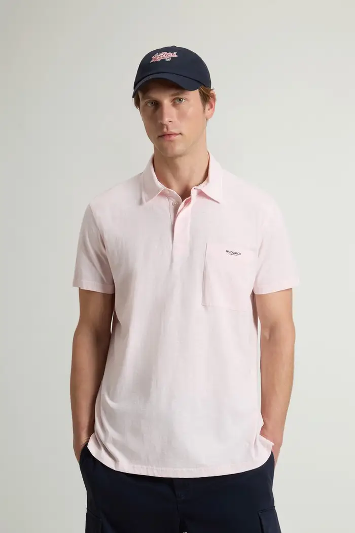 Woolrich uomo Polo Slub in puro cotone Rosa Pale Lilac