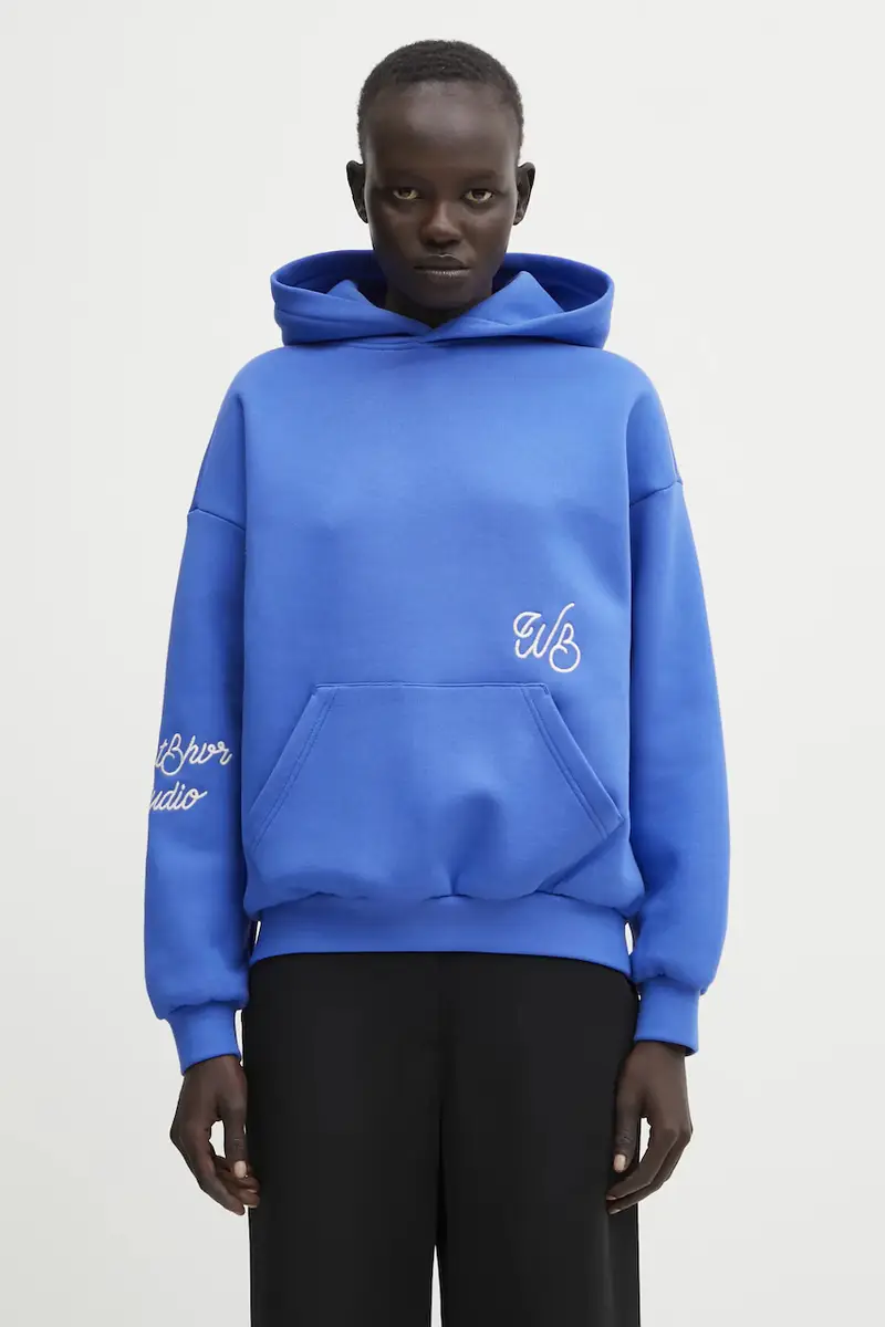 WRSTBHVR felpa Gustaf donna colore blu con cappuccio con applicazione U2025TT.3067