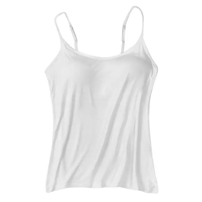 WTEMPO Canotta morbida e accogliente da donna con reggiseno incorporato, tracolla regolabile, canotte L bianco