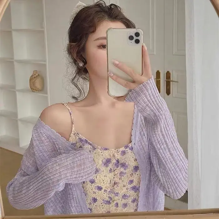WTEMPO Coprispalle da donna color caramello dolce mantella tutto-fiammifero elegante bolero a maniche lunghe cardigan con protezione solare