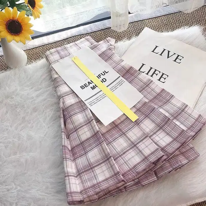 WTEMPO Gonna a pieghe a vita alta da donna School Girl Plaid A-Line Flare Skater Gonna corta Uniformi Cosplay Ragazze dolci