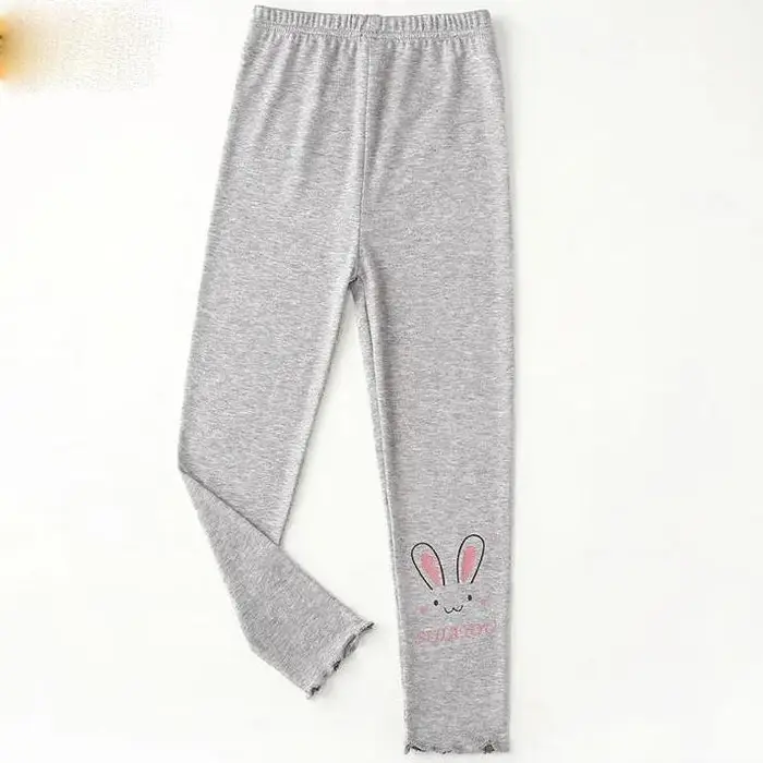 Leggings da bambina Pantaloni corti coreani stampati con coniglio sottili per primavera e autunno Pantaloni elasticizzati Abbigliamento esterno e intimo per bambini 100 grigio