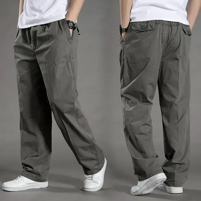 WTEMPO Pantaloni a gamba larga da uomo estivi taglie forti Tuta multitasche Pantaloni casual dritti Pantaloni sportivi versione ampia per