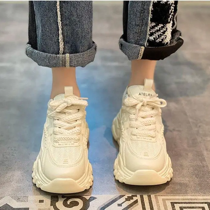 Scarpe Sportive da Donna Femminile Primavera Rete Rosso Stesso Stile Suola Spessa Casual Antiscivolo Scarpe da Papà Femminile Tendenza 40