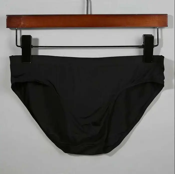 WTEMPO Slip da uomo in seta di ghiaccio, biancheria intima trasparente senza cuciture di grandi dimensioni M nero