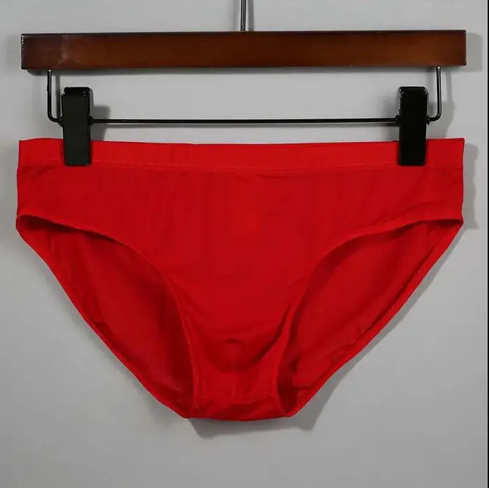 WTEMPO Slip da uomo in seta di ghiaccio, biancheria intima trasparente senza cuciture di grandi dimensioni M rosso