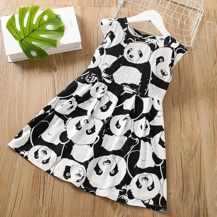 Vestito Bambina Estivo Ricamato Bambina Gonna da Principessa Neonato Sottile Monocolore A-line Senza Maniche Gonna 170