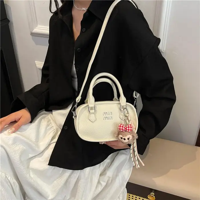 Borsa da Donna Nuova Versatile Messenger Piccola Borsa Quadrata Borsa a Spalla no pendant bianco