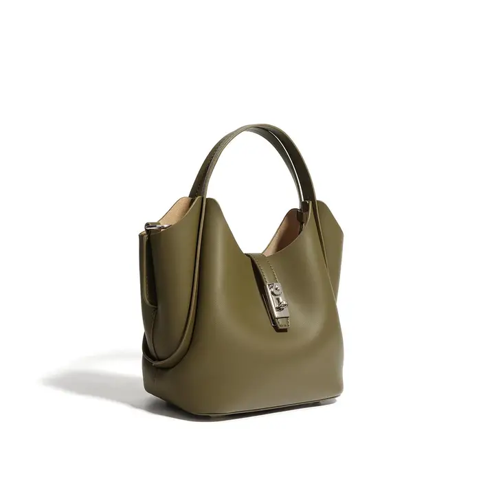 Nuova Borsa a Spalla/Messenger Versatile in Pelle di Mucca di Grande Capacità per Pendolari colore verde oliva