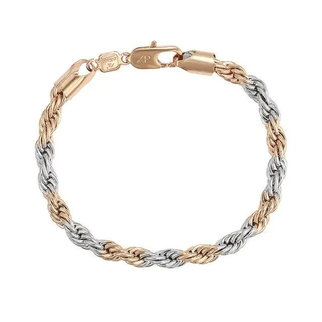 Wucifang Jewelry (21,5 cm x 6 mm )Braccialetti di corda placcati in oro bianco 18k per uomo, gioielli di moda Xp Aaa + 21 5cm