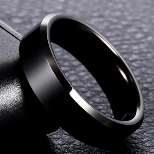 Anello alla moda Juchao Uomo Donna Acciaio di Titanio Gioielli Neri 6 nero