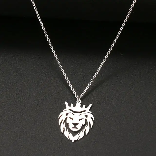 Collana con ciondoli a forma di leone e corona in acciaio inossidabile 316l per uomini coraggiosi, stile punk hip hop, i migliori regali per feste per il fidanzato