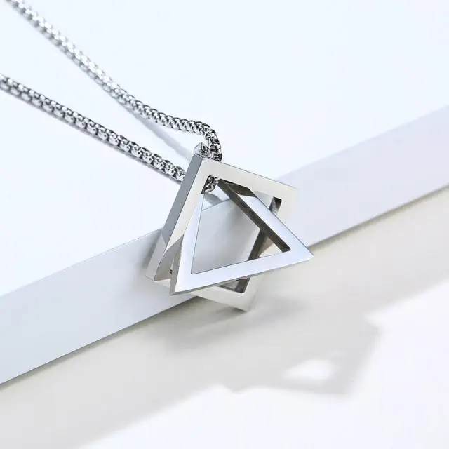 Wucifang Jewelry Collane con ciondolo esagonale Vnox per uomo, collana geometrica a triangolo quadrato cubica da ragazzo, punk rock