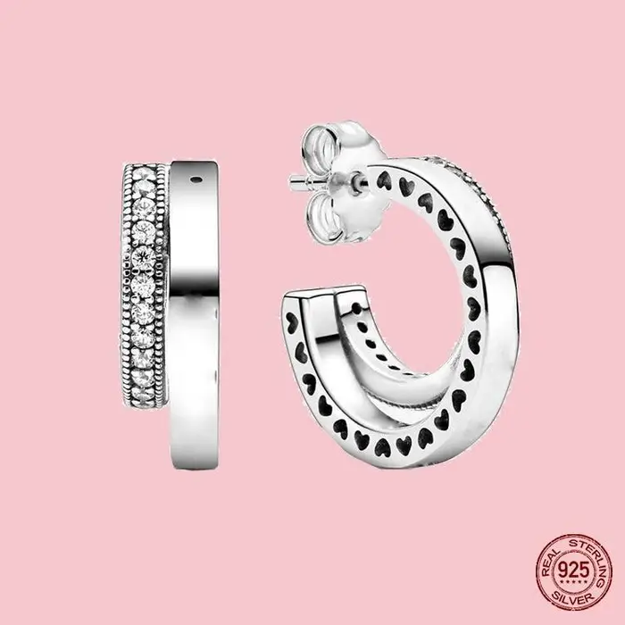 Orecchini a cerchio scintillanti in argento sterling 100% 925 per donna, adatti a orecchini con ciondolo originali, gioielli raffinati Joyas