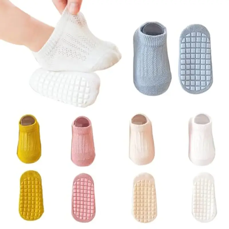 WUSJCOF Calzini Antiscivolo Estivi per Bambini, 5 Paia Morbidi Colorati