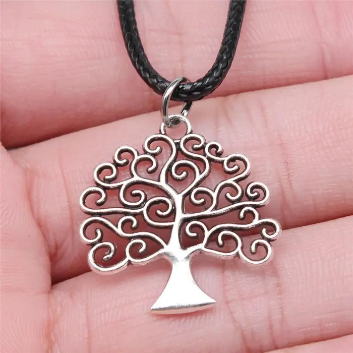 Collana Foglia Fiore Catena in Pelle 45cm Gioielli da Donna Decorazioni Creative per San Valentino A25-1pcs-26x26mm