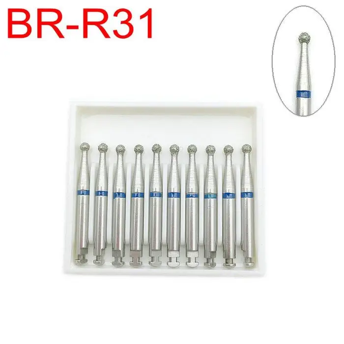 10 pz/scatola Dentale A Bassa Velocità Frese Diamantate Per RA 2 35mm Gambo Manipolo RA Frese Diamantate Trapano Lucidatore BR-R31
