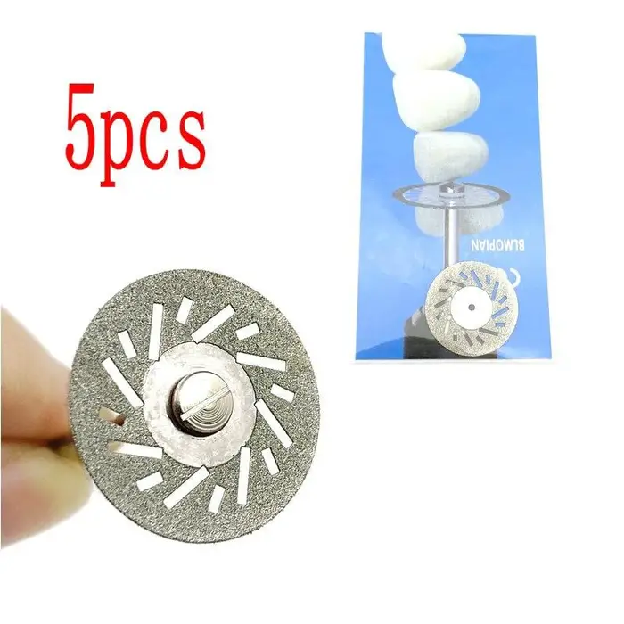 XCELDENT 5 pz/set Dentale Ultra-sottile Double Sided Sabbia Porcellana Disco di Taglio Diamantato Mandrino Disco Diamantato Odontoiatria