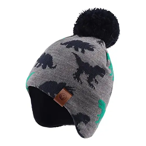 XIAOHAWANG Set cappello e sciarpa dinosauro, completo cappelli invernali per bambino, ragazzo, ragazza, caldo