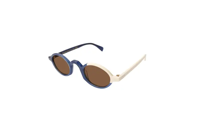 XLab Unisex St Elena Occhiali da sole Acetato Nero Azzurro Rotonda Normale Sfumato