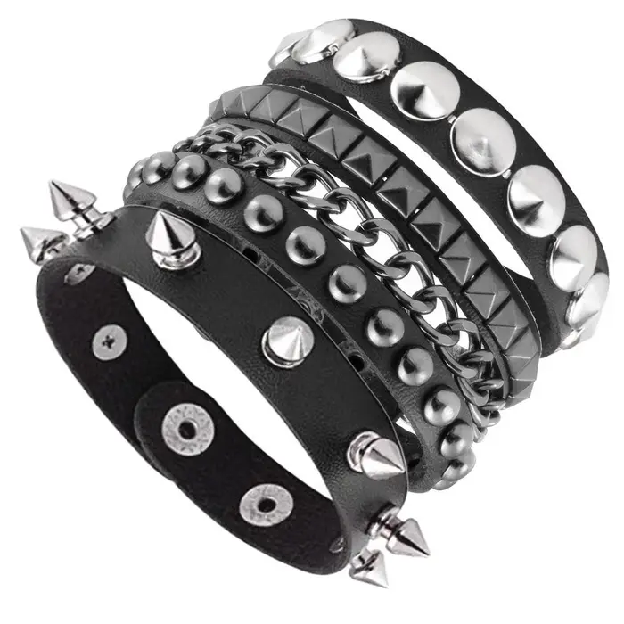Nuovo nero goth emo boho bracciali per uomo donna punk gotico borchie rivetti PU pelle braccialetto braccialetti festa gioielli regalo
