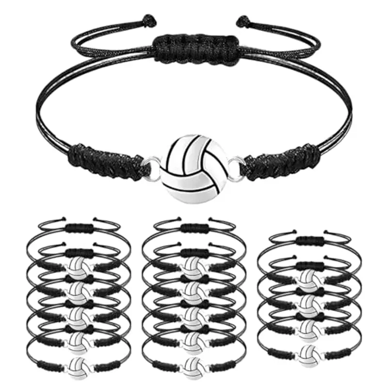XOXVURI 14 Pieces Volleyball Bracelets Sports Charm Bracelets Adjustable Braided Rope Bracelet Friendship Bracelet For Boys Girls Team