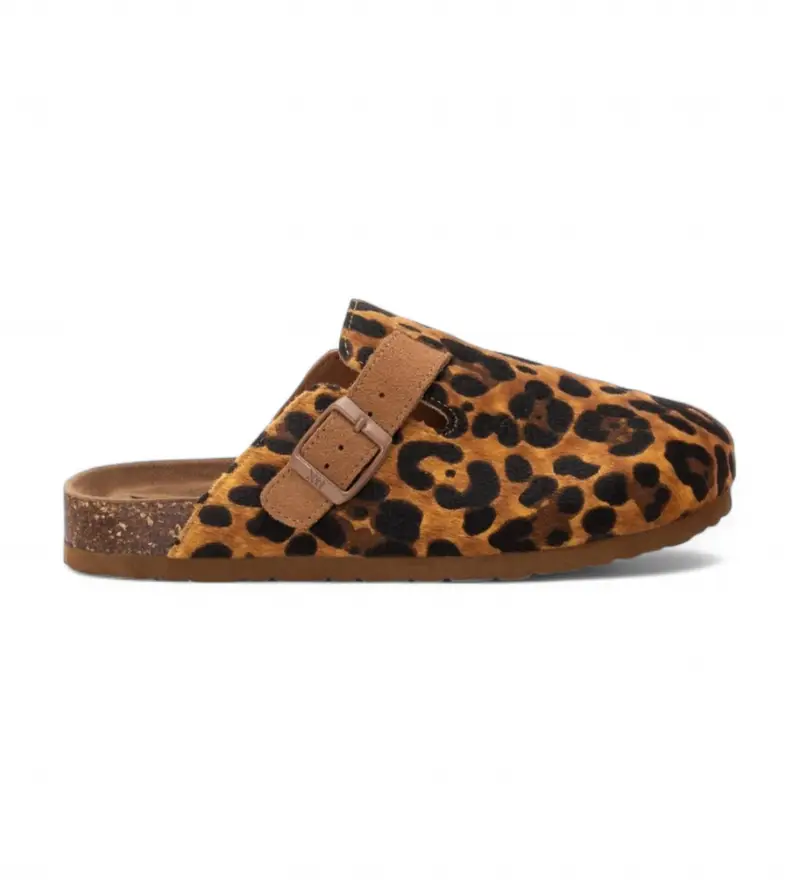 Xti per donna 14287106-LEOPARDO Zoccoli 142871 marrone, Pelle, Basso, Nessuno, Casual, Animal Print