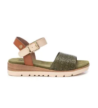 Xti per donna 14385603-KAKI Sandali 143856 verdi, 3 a 5cm, Fibbia, Casual, Verde Pelle