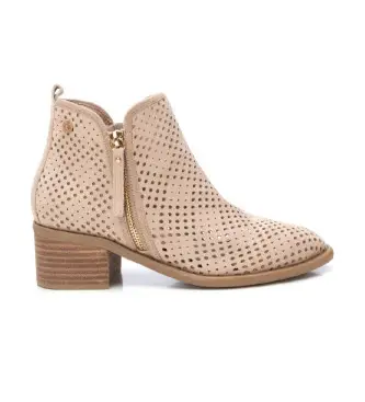 per donna 14396103-BEIGE Stivaletti in pelle 143961 beige (38), 5 a 8cm, Cerniera, Casual