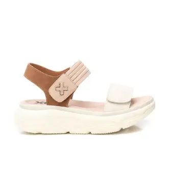 Xti per donna 14398604-BEIGE Sandali 143986 beige, 3 a 5cm, Velcro, Casual