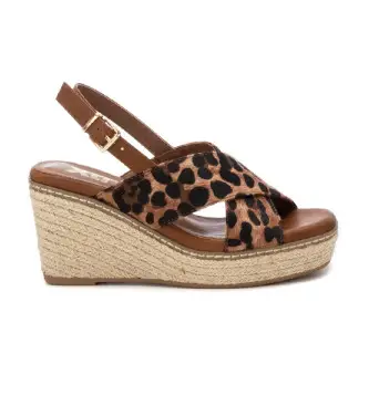 per donna 14459101-CAMEL Sandali 144591 marrone (40), 5 a 8cm, Fibbia, Casual, Animal Print