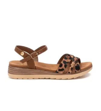 per donna 14459301-CAMEL Sandali 144593 marrone (41), 1 a 3 cm, Fibbia, Casual, Animal Print