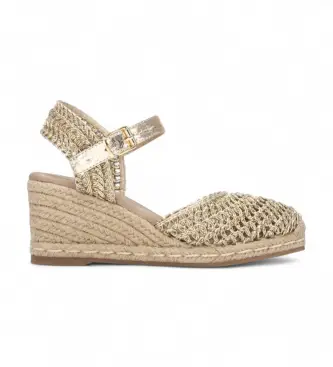 Xti per donna 14529601-ORO Espadrillas dorate 145296, 5 a 8cm, Fibbia, Casual