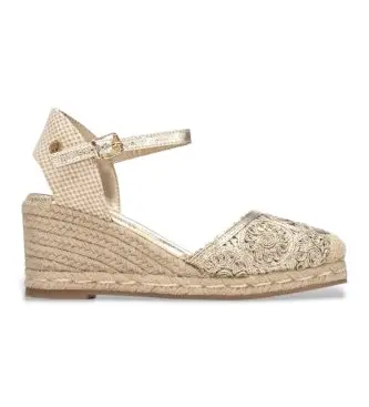 per donna 14533804-ORO Espadrillas dorate 145338 (40), Tessuto, 5 a 8cm, Fibbia, Casual, Sportivo
