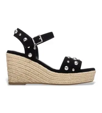 per donna 14545402-NEGRO Sandali 145454 neri (40), Nero, 8 a 10cm, Camoscio, Fibbia, Casual, Sportivo Pelle