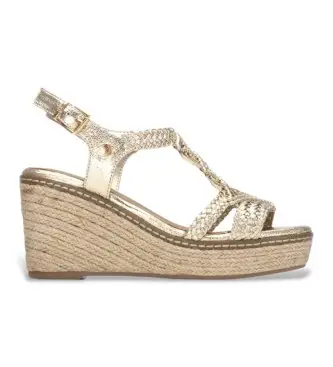 Xti per donna 14545601-ORO Sandali dorati 145456, Tessuto, 5 a 8cm, Fibbia, Casual, Sportivo