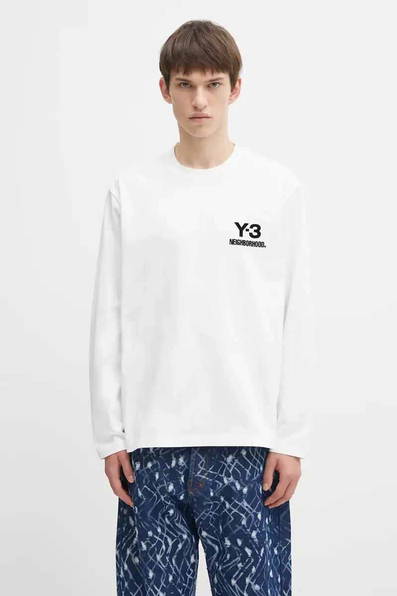 Y-3 top a maniche lunghe in cotone x Neighborhood Logo colore bianco JX7455