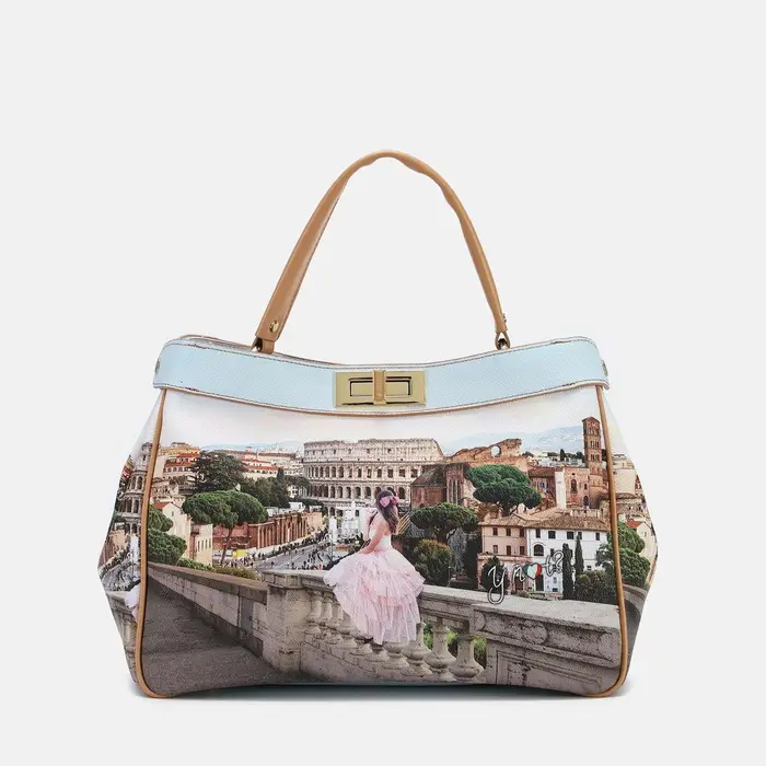 Y Not? Borsa a spalla Ynot? Portafogli Large Yes Bag Stampa Città Bianco