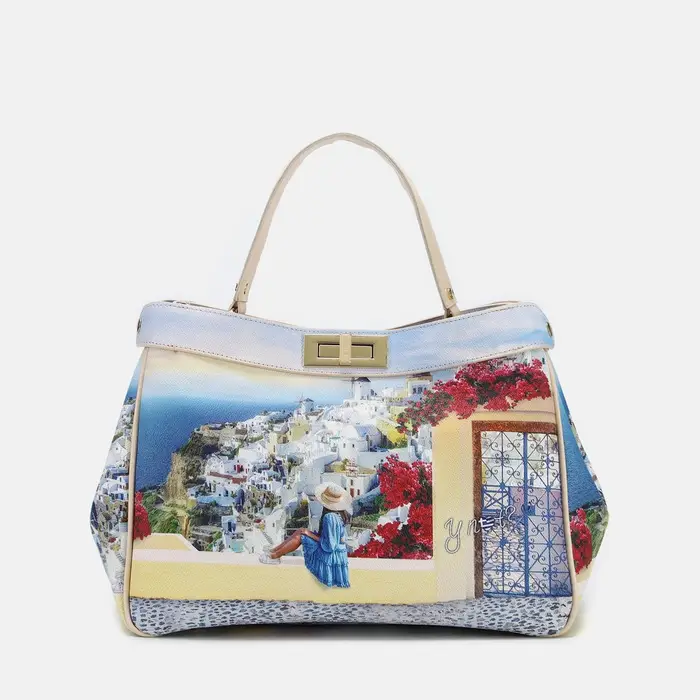 Y Not? Borsa a spalla Ynot? Portafogli Large Yes Bag Stampa Città Bianco