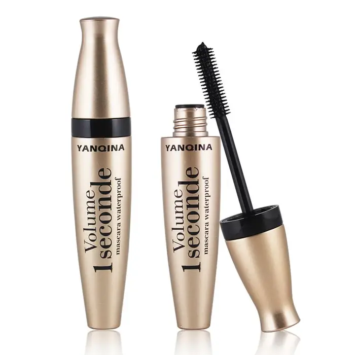 YANQINA Mascara impermeabile 3D Fibra liquida Ciglia nere Pennello per arricciare Estensione per trucco occhi a lunga durata oro