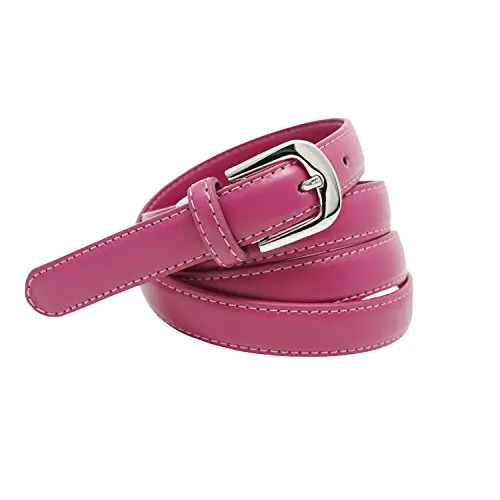 YEHMAN Cintura da donna classica sottile alta 2 cm, in pelle di vacchetta, regolabile, lunga 120 cm, Fucsia, 120 cm