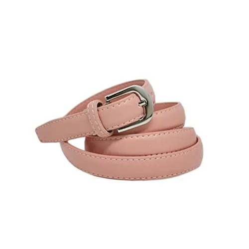 YEHMAN Cintura da donna classica sottile alta 2 cm, in pelle di vacchetta, regolabile, lunga 120 cm, salmone, 120 cm