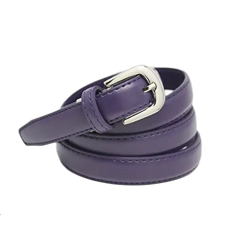 YEHMAN Cintura da donna classica sottile alta 2 cm, in pelle di vacchetta, regolabile, lunga 120 cm, viola., 120 cm
