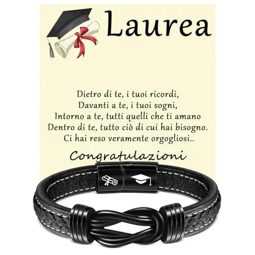 YELUWA Bracciale Regalo Di Laurea per Lui Uomo Ragazzo - Cofanetto Originale Idee per Figlio Amica Maestra, Dottoressa
