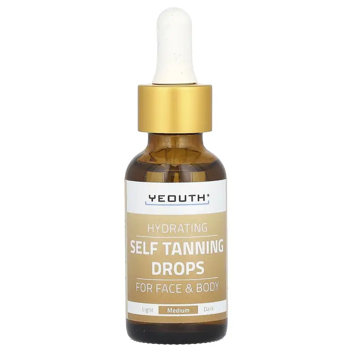 hydrating self-tanning drops, for face and body, medium, 1 fl oz (30 ml)
